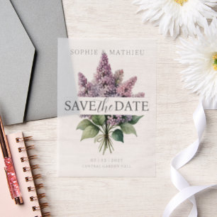 French Lilac Watercolor Floral Elegant Spring Vellum Invitations