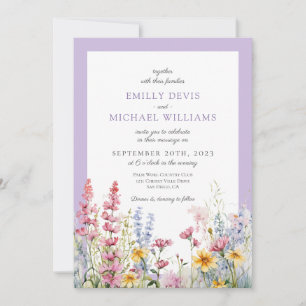French Lilac Wildflower Wedding Invitation