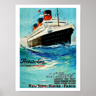 French Line ~ ss Paris Poster