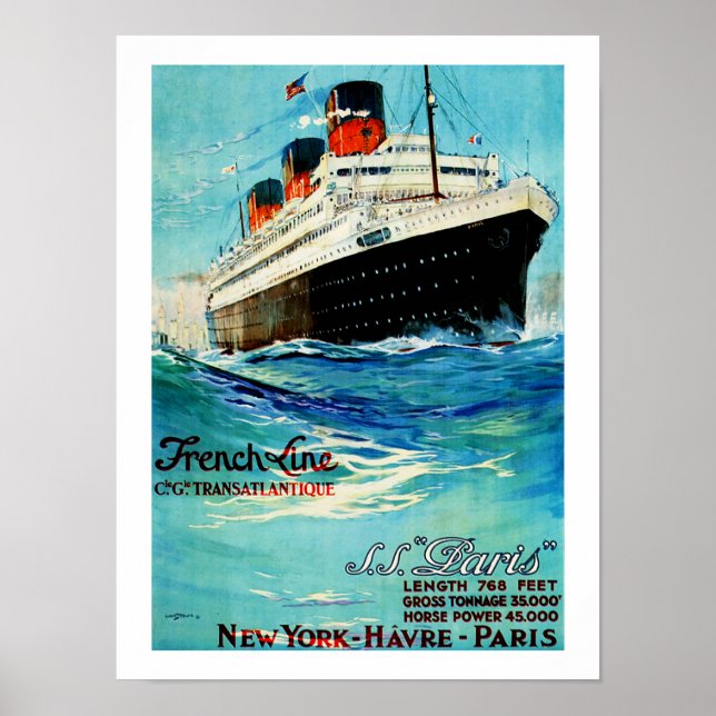 French Line ~ ss Paris Poster (Front)