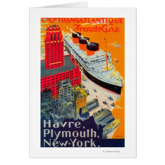 French Line Travel Poster, Havre to Plymouth, NY (Front)