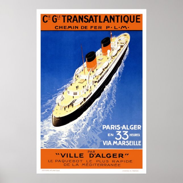 French Line Vintage Passenger Ship Travel Posters (Front)