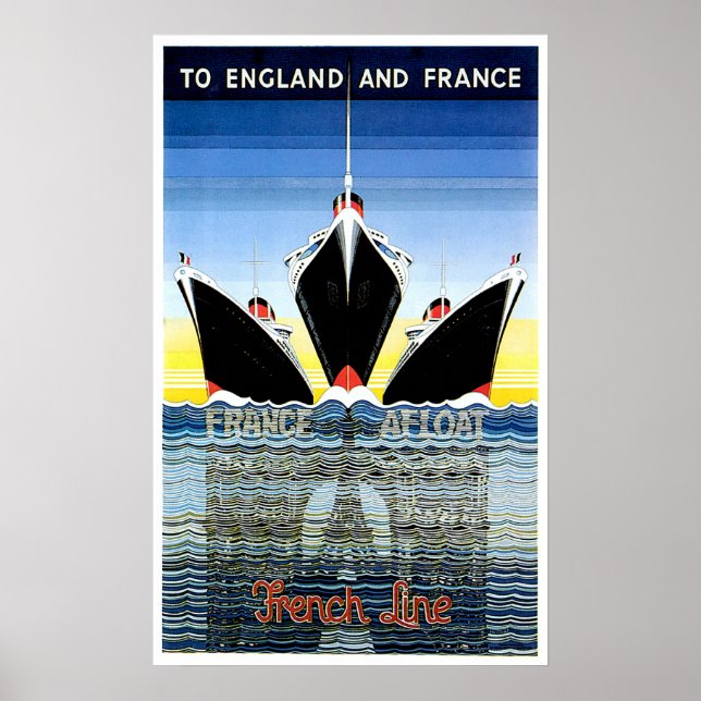 French Line Vintage Ship Advertisement Poster (Front)