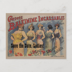French Lingerie Bridal Shower Theme Save the Date Announcement Postcard