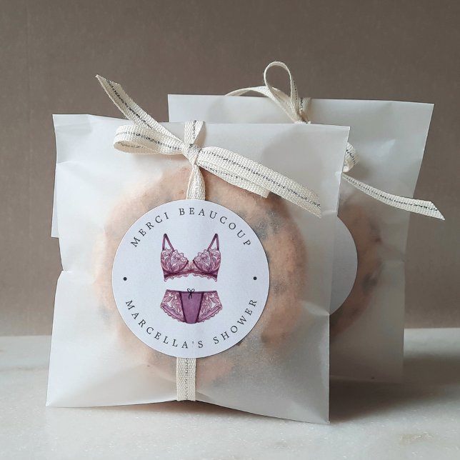 French Lingerie Shower Thank You Classic Round Sti Sticker (Creator Uploaded)