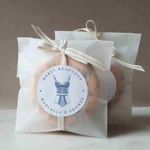 French Lingerie Shower Thank You Classic Round Sti Sticker