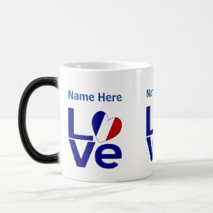 French LOVE Heart Flag Personalised  Magic Mug