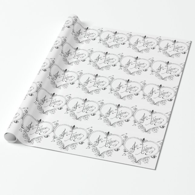 French Love Quote Wrapping Paper (Unrolled)