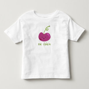 French "ma chérie"   Cute Baby Girl Cherry Fruit Toddler T-Shirt