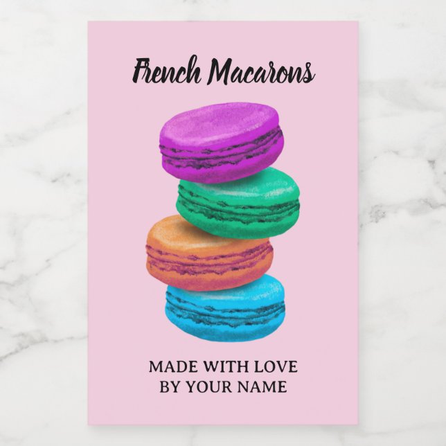 French macaron biscuits food label template (Single Label)