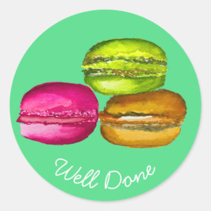 French macaron colourful cakes classic round sticker