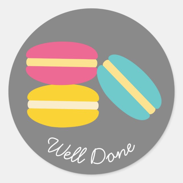 French macaron colourful cakes classic round sticker (Front)