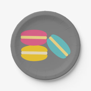 French macaron colourful cakes paper plate