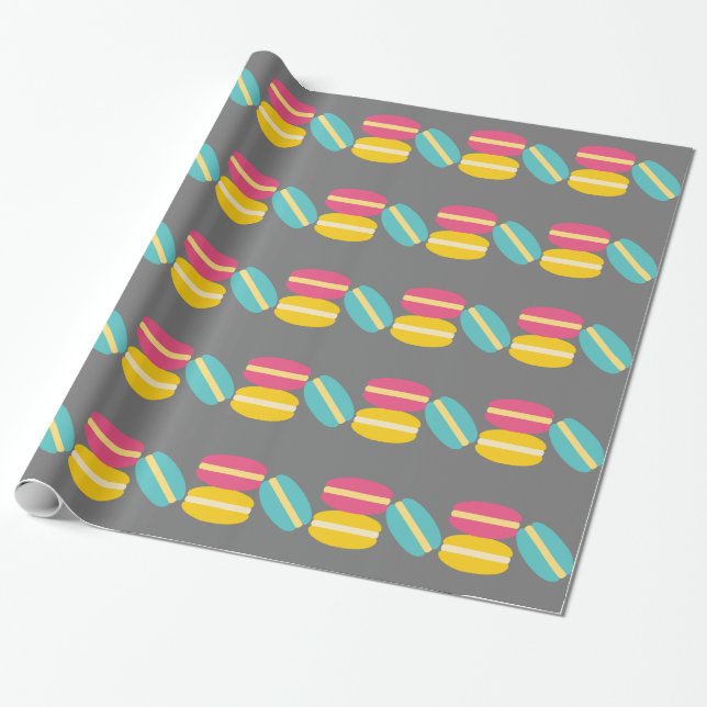 French macaron colourful cakes wrapping paper (Unrolled)