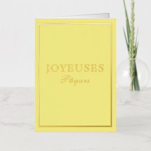 French Macaron Joyeux Paques Yellow Foil Holiday Card