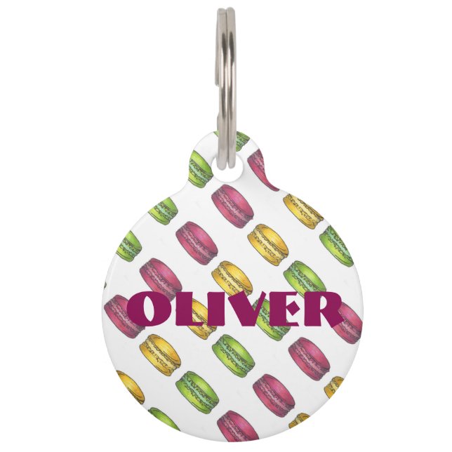 French Macaron Macarons Cookie Cookies Pet Dog Tag (Front)