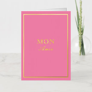 French Macaron Mon Amie Pink Foil Holiday Card