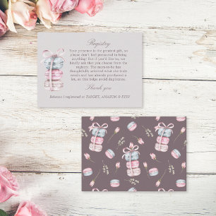 French macaron registry baby shower insert card