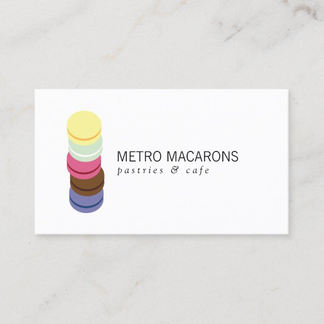 FRENCH MACARON STACK LOGO for Bakery, Pastry Chef Business Card (Front)