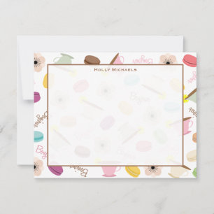 French Macarons Anemome & Teacups Flat Notecards