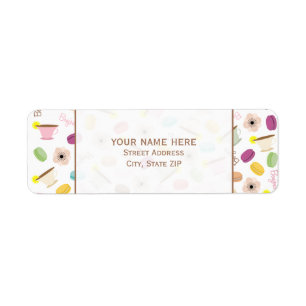 French Macarons Anemones & Teacups Address Label