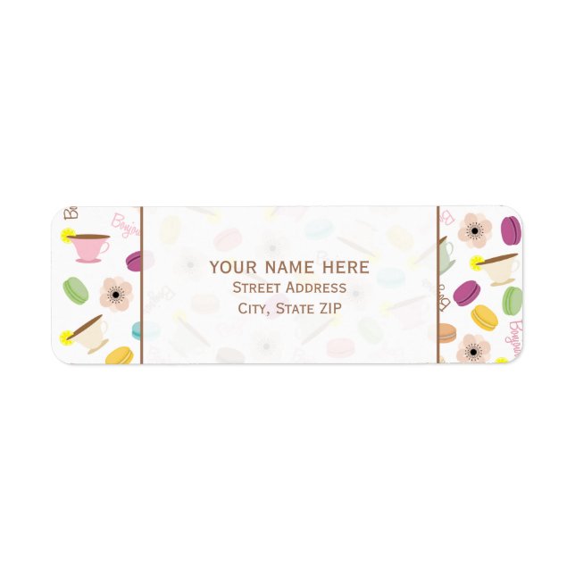 French Macarons Anemones & Teacups Address Label (Front)
