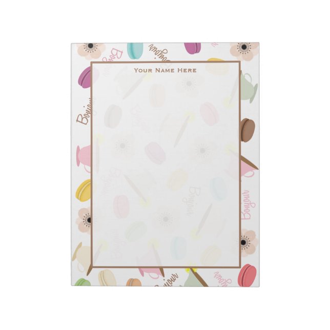 French Macarons Anemones & Teacups Notepad (Rotated)