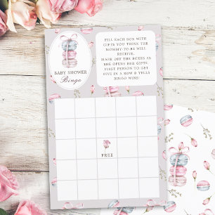 French macarons baby shower 'Gift Bingo' game