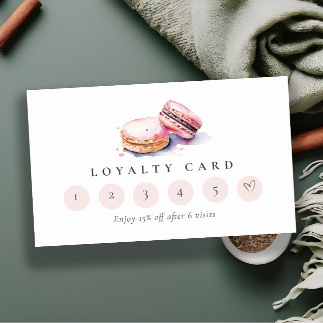 French Macarons Bakery 6 Punch Loyalty Card (Creator Uploaded)