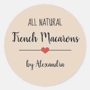 French Macarons beige script Classic Round Sticker