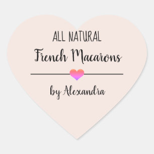 French Macarons blush pink script  Heart Sticker