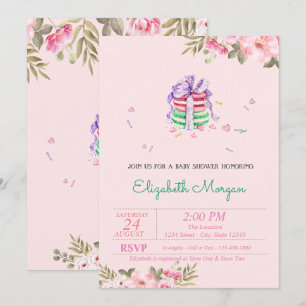 French Macarons, Floral Baby Shower Invitation