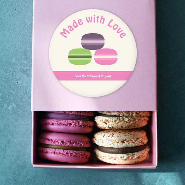 French Macarons Made with Love Label Sticker (French Macarons Made with Love Sticker)