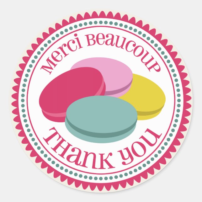 French Macarons Merci Envelope Seal Sticker (Front)