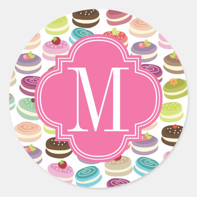 French Macarons Personalised Classic Round Sticker (Front)