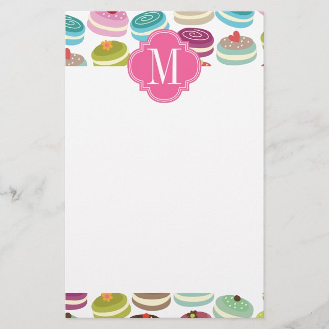 French Macarons Personalised Stationery (Front)