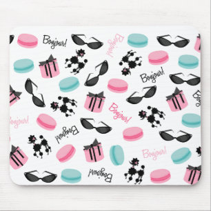 French Macarons Poodles & Sunglasses Mousepad