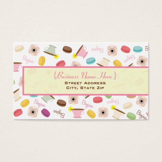 French Macarons & Teacups Business Card