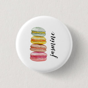 French Macarons Watercolor Hand-painted 3 Cm Round Badge