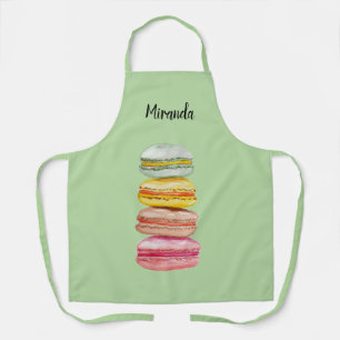 French Macarons Watercolor Hand-painted Apron