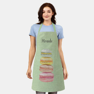 French Macarons Watercolor Hand-painted Apron