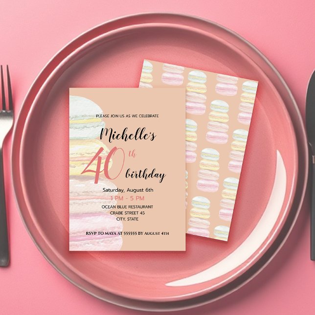 French Macarons Watercolor Hand-painted Invitation (Creator Uploaded)