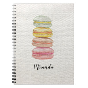 French Macarons Watercolor Hand-painted Notebook