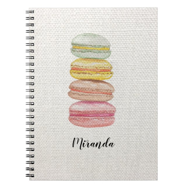 French Macarons Watercolor Hand-painted Notebook (Front)