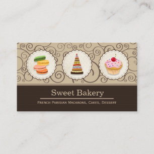 French Macaroons Cupcake Dessert Bakery Store Business Card