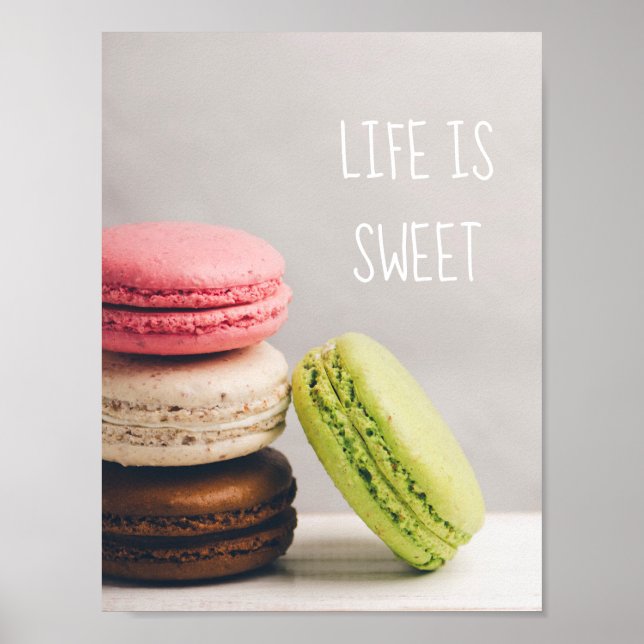 French macaroons in pastel vintage colours poster (Front)