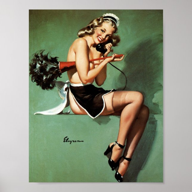 French Maid with Duster Pin Up Poster (Front)