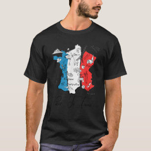 French Map Travel Souvenir France Flag Love Paris  T-Shirt