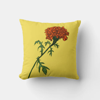 French Marigold Flower Art Gardener Cushion