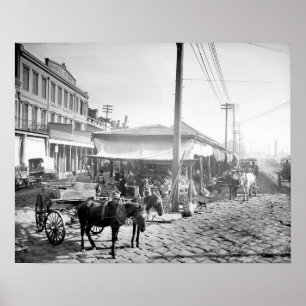 French Market in New Orleans, 1906. Vintage Photo Poster